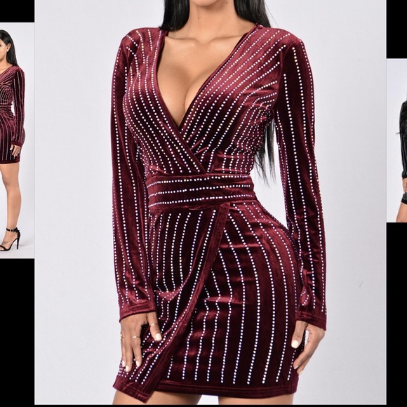 Fashion Nova Dresses & Skirts - 🔝 Fashion Nova Starlet Burgundy Velvet Dress
